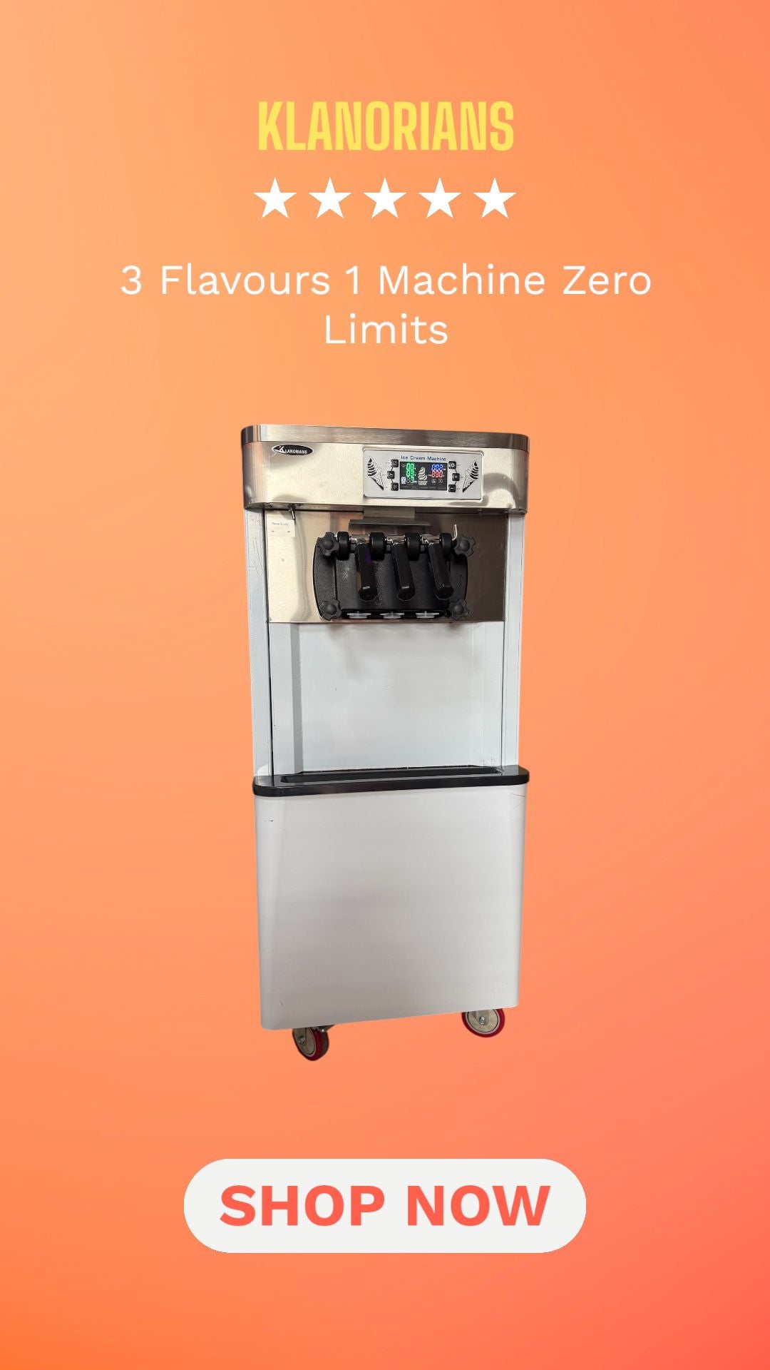 BK-622 Commercial Triple Head Ice Cream Machine - 304 Stainless Steel