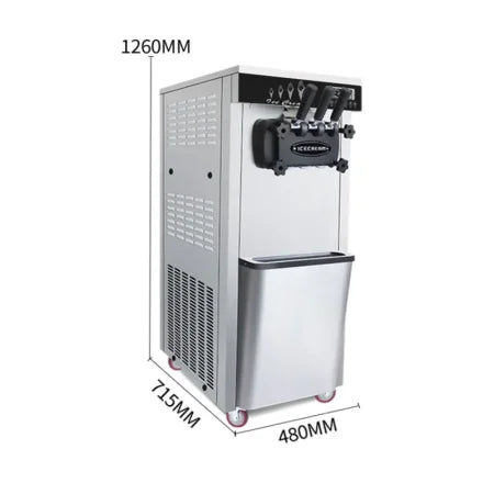 BK-622 Commercial Triple Head Ice Cream Machine - 304 Stainless Steel